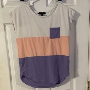 Kids Short Sleeve Colorblock Tee - White, Peach, Purple